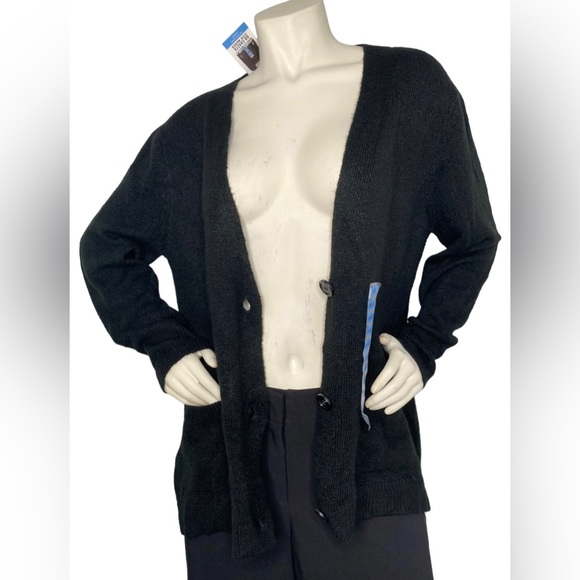 BB DAKOTA BY STEVE MADDEN Black Oversized Color Block Cardigan Duster Sweater, L - Picture 6 of 16